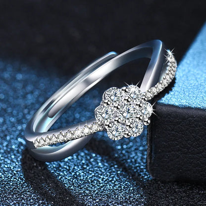 Avelena | 925 Sterling Silber Herz Glitzer Ring