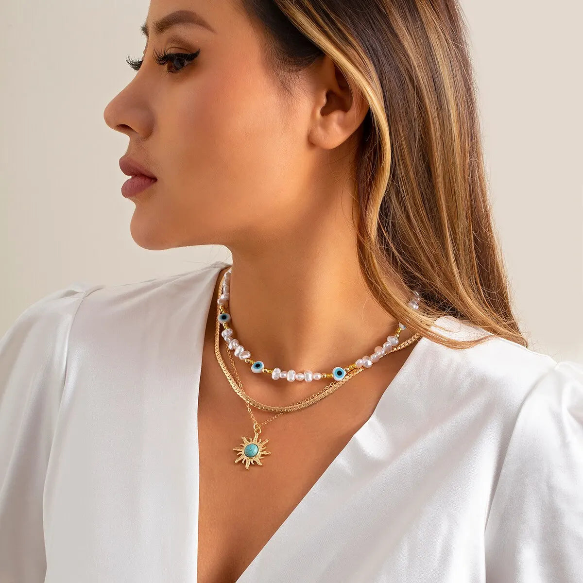 Avelena | Halsketten-Set Sonneblume & Böse Augen Accessoires