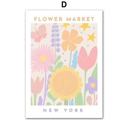 Avelena | Pink Lavender Daisy Flower Market Poster Wandkunst Schöne Kunst Leinwanddrucke Pastellblumenbilder für Wohnzimmer Schlafzimmer Kunst Dekor