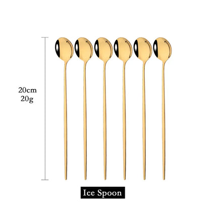 Avelena | Golden 6-teiliges Langstiel-Löffelset