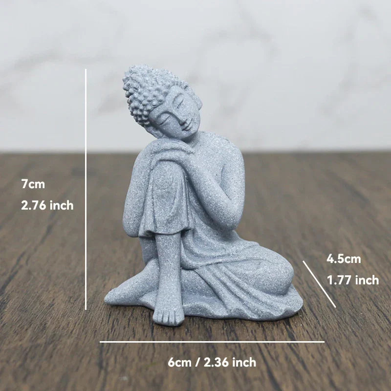 Avelena | Buddha Stein Statue Kleine Buddhistischen Mönche Tibetischer Buddhismus Figuren Zen Garten Ornament Meditation Zuhause Aquarium Dekoration