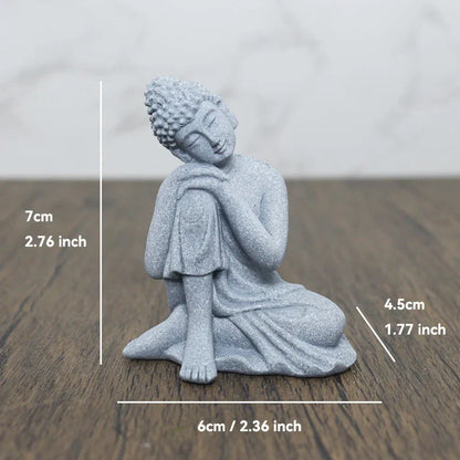 Avelena | Buddha Stein Statue Kleine Buddhistischen Mönche Tibetischer Buddhismus Figuren Zen Garten Ornament Meditation Zuhause Aquarium Dekoration
