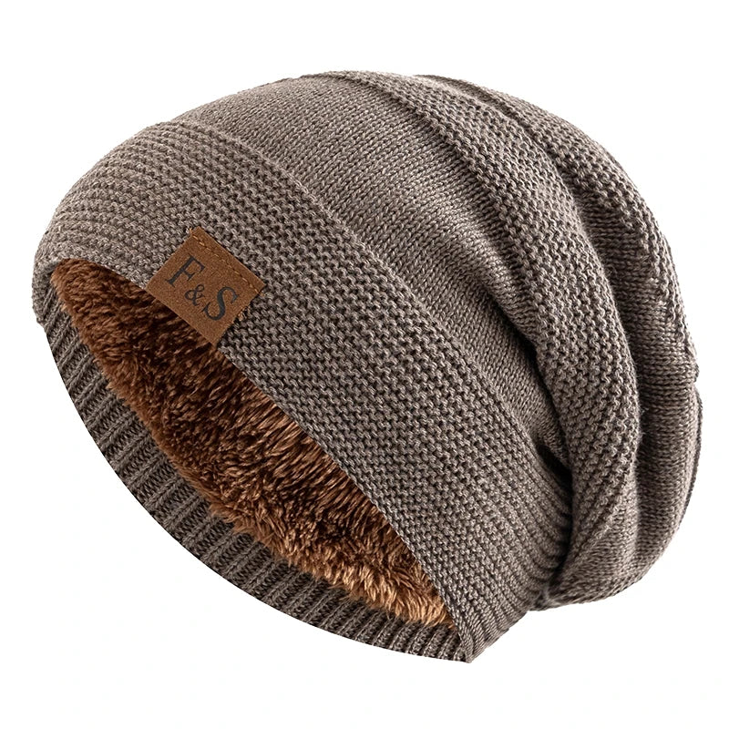 Avelena | Unisex Slouchy Winter Beanie - Pelzfutter