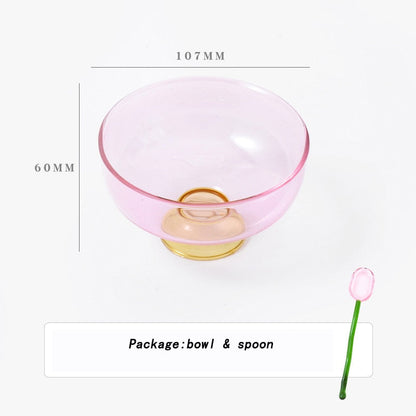 Avelena | Bunte Borosilikat-Dessertschale mit Löffel