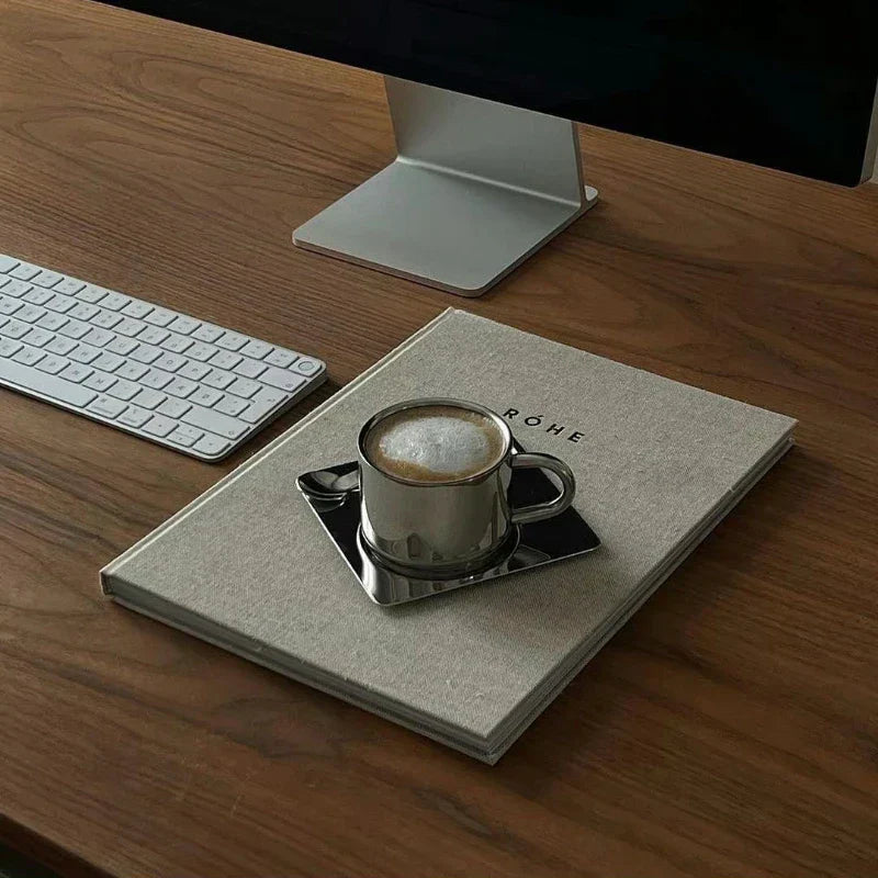 Avelena | Edelstahl Kaffeetasse und Tablett