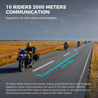 Avelena | Bluetooth-Motorrad-Intercom 10 Fahrer & IP67 wasserdicht – RideSync