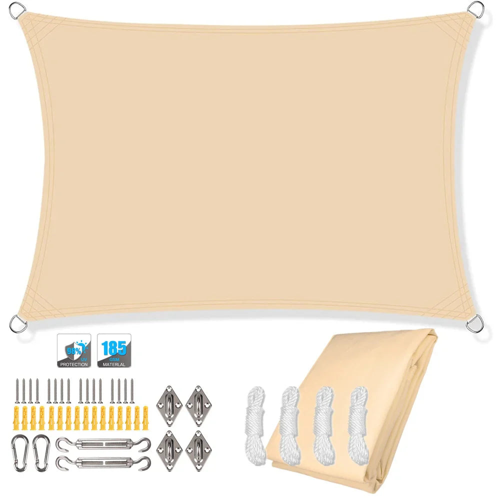 Avelena | Wasserdichter rechteckiger Sonnenschutzsegel mit UV-Schutz & Montagesets – ShadeGuard