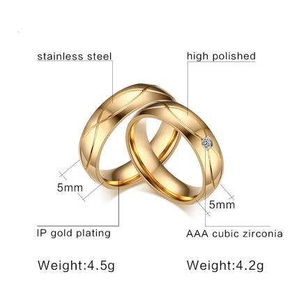 Avelena | Gold Edelstahl Trauring für Paare