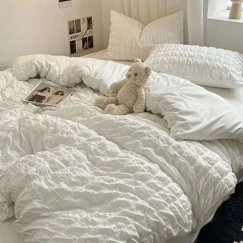 Avelena | ChicParis | Seersucker Bettwäsche Set – Leicht, weich & elegantes französisches Bettbezug Set