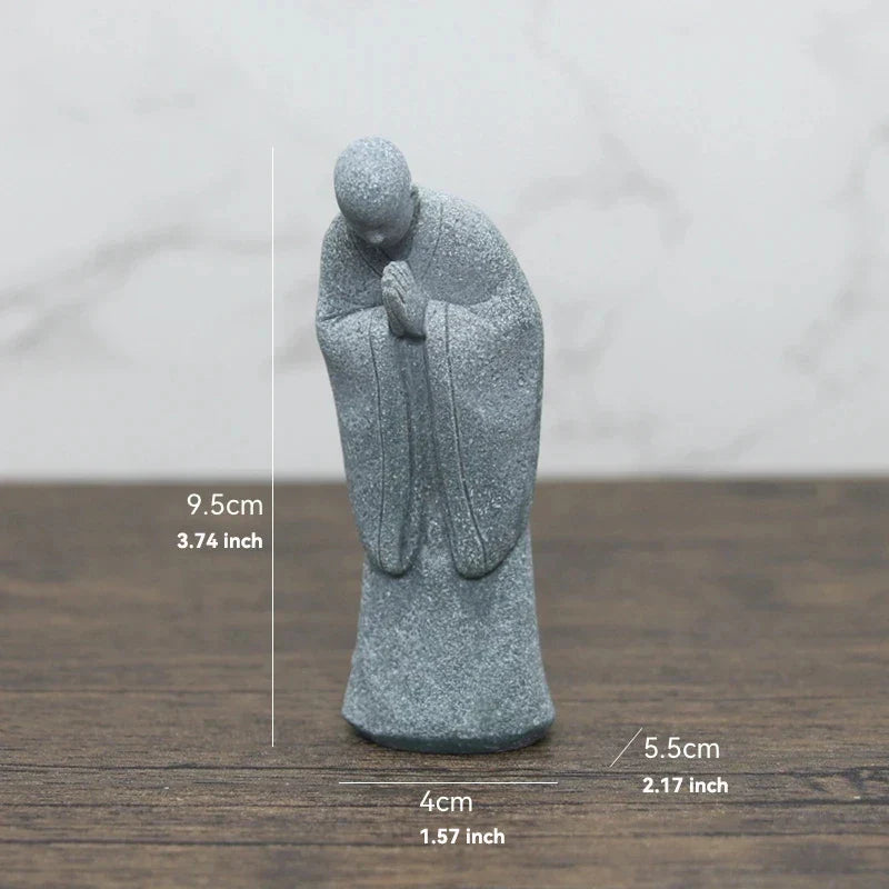 Avelena | Buddha Stein Statue Kleine Buddhistischen Mönche Tibetischer Buddhismus Figuren Zen Garten Ornament Meditation Zuhause Aquarium Dekoration