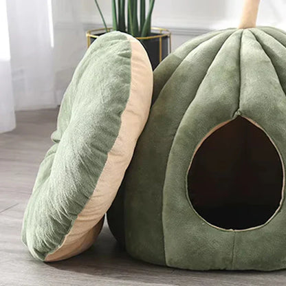 Avelena | CozyNest Kürbis Katzenbett – Warm, Waschbar & Bequemes Katzenversteck