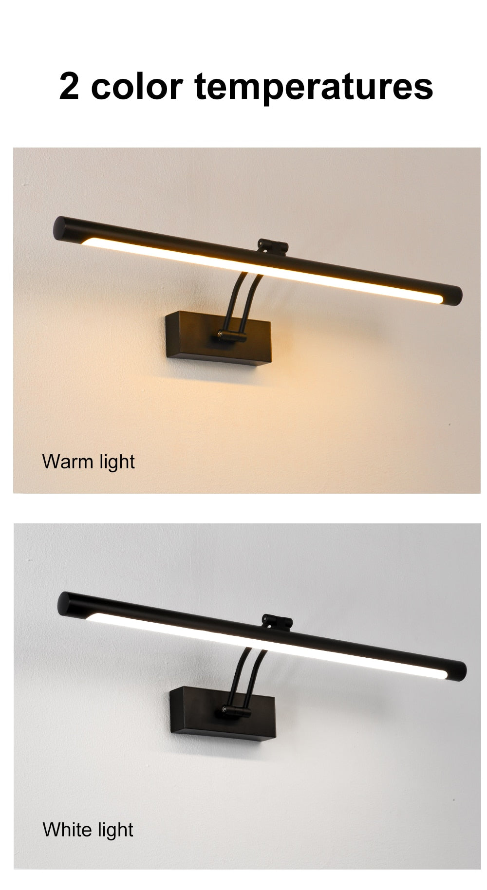 Avelena | 80-100cm LED Wandlampe - Moderne schwarze/silberne Wandleuchte für das Badezimmer, innen montierte Bildleuchte