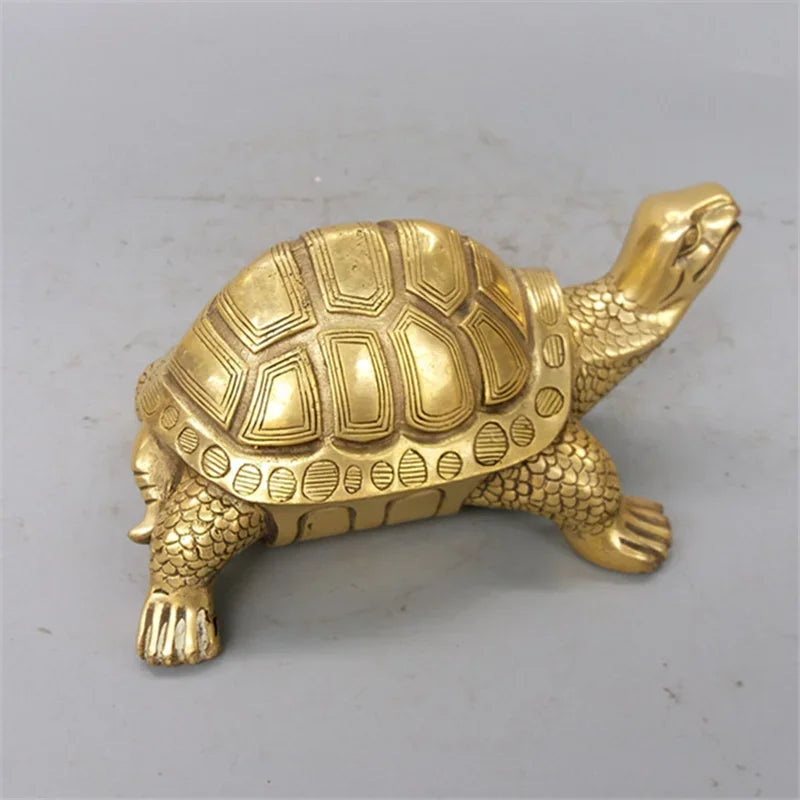 Avelena | Brass Feng Shui Schildkröte Statue Glückliches Tier Skulptur für Langlebigkeit Haus Büro Dekoration Figürchen Geschenk Studienornament