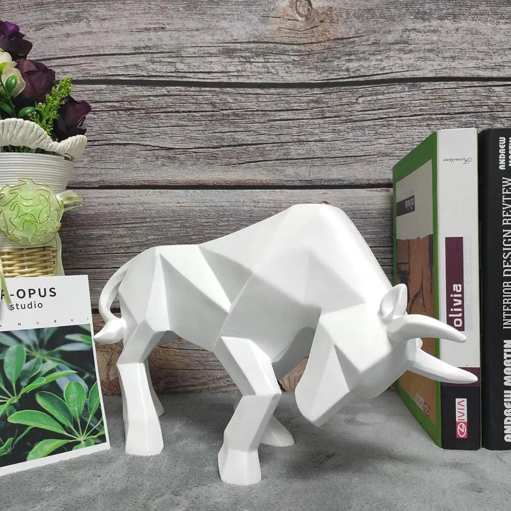 Avelena | YuryFvna Morden Geometrische Stier-Statue, Ornament, Café, Rinderskulpturen, Tierfiguren, abstrakte Hotel-Heimdekoration