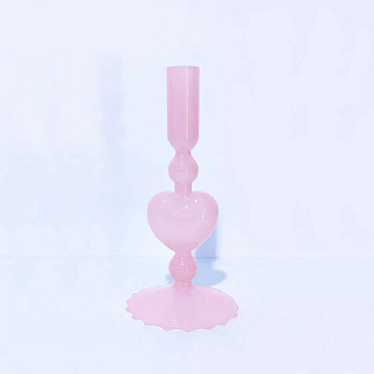 Avelena | Retro Taper Kerzenhalter Rote Herzform Glas Kerzenständer Hochzeit Tischdekoration Zuhause Party Glas Vase Dekor