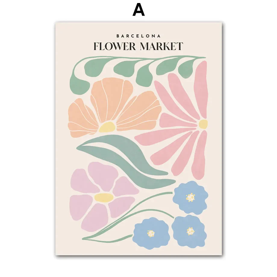 Avelena | Pink Lavender Daisy Flower Market Poster Wandkunst Schöne Kunst Leinwanddrucke Pastellblumenbilder für Wohnzimmer Schlafzimmer Kunst Dekor