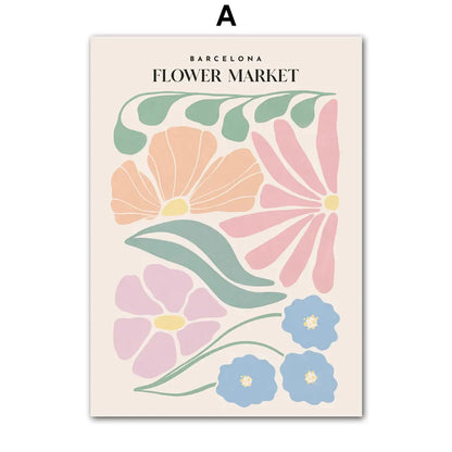 Avelena | Pink Lavender Daisy Flower Market Poster Wandkunst Schöne Kunst Leinwanddrucke Pastellblumenbilder für Wohnzimmer Schlafzimmer Kunst Dekor