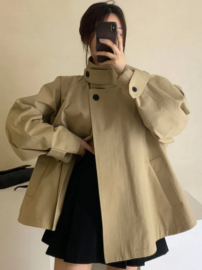 Avelena | Damen Vintage Jacke mit Kragen Baumwolle Modisch