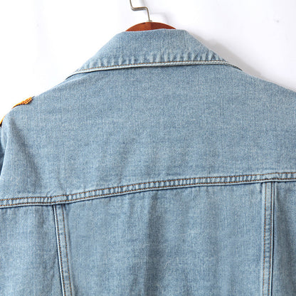 Avelena | Denim-Jacke mit Blumenstickereien und Pailletten