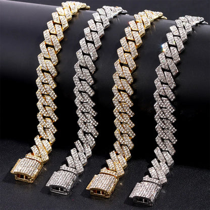 Avelena | Hip Hop Bling Trio Cuban Kette Schmuck Set