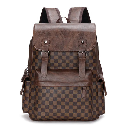 Avelena | Trendiger Karierter Business Vielseitiger Herren Rucksack Reisen Große Kapazität Luxusmarken Design Rucksack Herren PU Leder Schulranzen