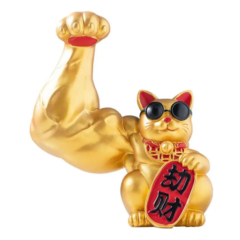 Avelena | Große Hand, glücklicher Reichtum, winkende Katze, goldfarbene winkende Handkatze, Heimdekoration, willkommene winkende Katze, Skulptur, Statue, Dekor, Auto-Ornament, Shop-Geschenk