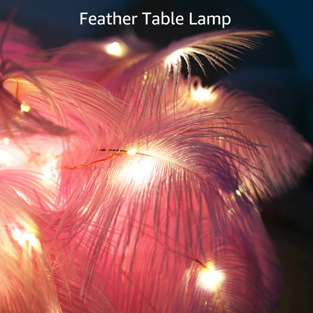 Avelena | LED Feder Tischlampe Nachtlicht USB betrieben Fernbedienung Nachttischelampen