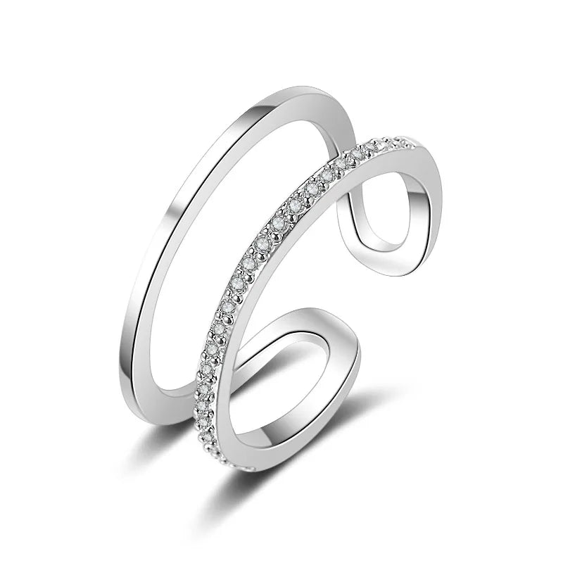 Avelena | 925 Sterling Silber Herz Glitzer Ring