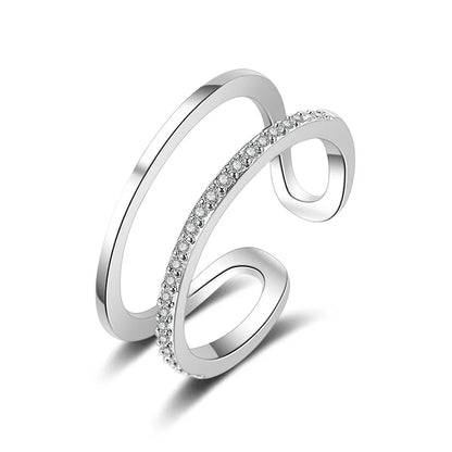 Avelena | 925 Sterling Silber Herz Glitzer Ring