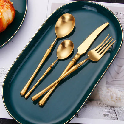 Avelena | Luxuriöses Gold Matt Besteckset