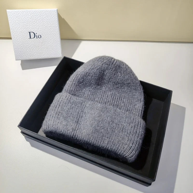 Avelena | Damen Winter Strickmütze - Warmes Kaschmir Wolle & Kaninchenfell Ski Hut