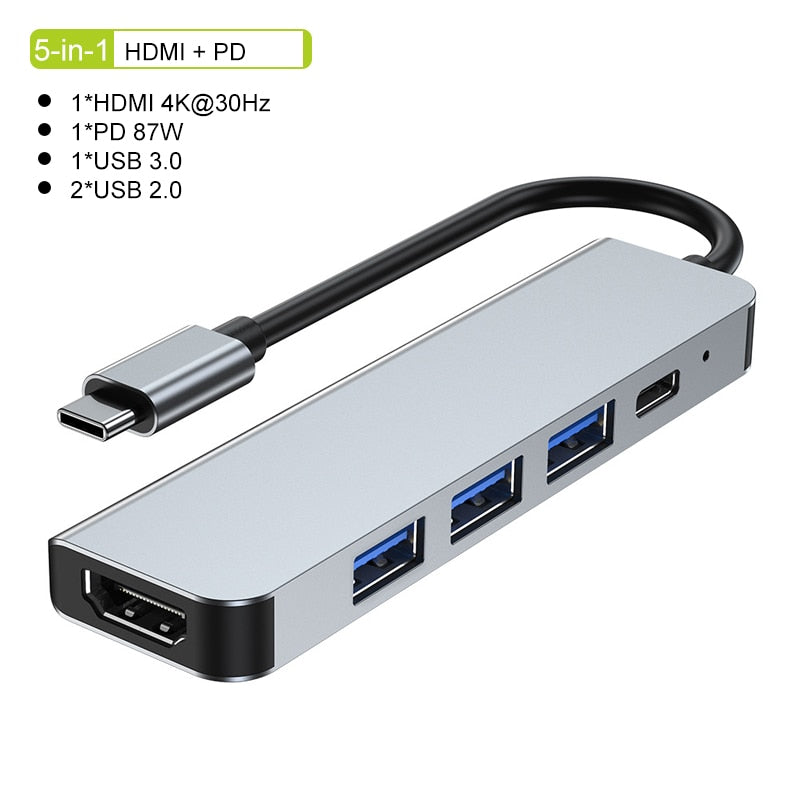 Avelena | Thunderbolt 3 USB-C Hub mit HDMI, PD, SD/TF für MacBook Air M1 und iPad Pro