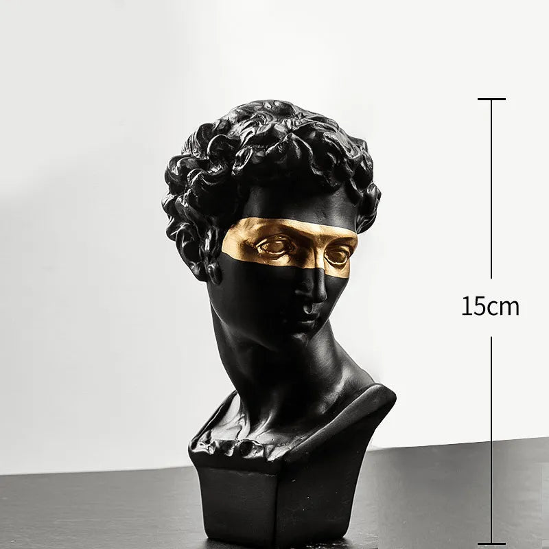 Avelena | Statuen zur Dekoration, 15 cm, David, Couchtisch, Heimdekoration, Ornamente, Zimmerbüste aus Gips, weißes Harz, dekorative Kunstskulptur