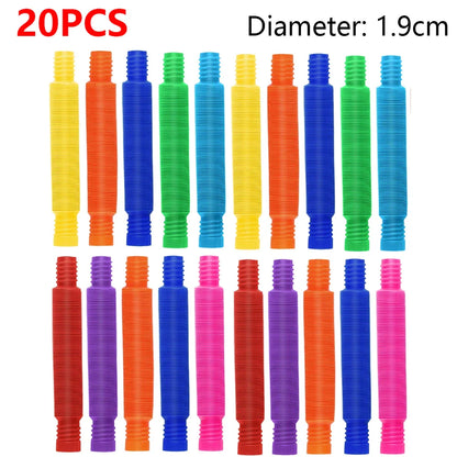 Avelena | 10-30Pcs Bunte Teleskopische Pop-Rohre - Sensorische Fidget-Spielzeuge für Kinder und Erwachsene