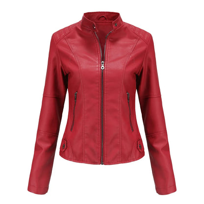 Avelena | Damen Dicke Lederjacke Modisch Motorradstil