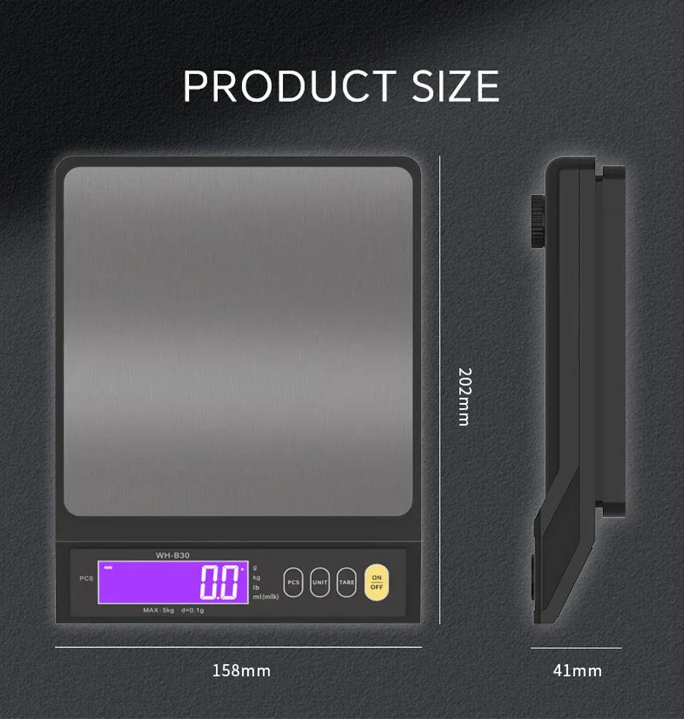 Avelena | 5 kg/0,1 g und 10 kg/1 g digitale elektronische Küchenwaage, LCD-Display, voll wasserdichtes Edelstahl-Waagetool zum Backen