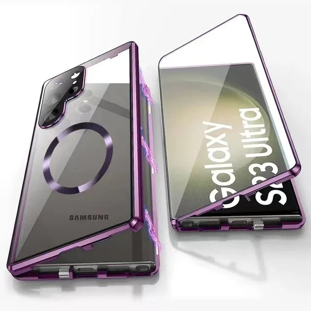 Avelena | Metall Aluminiumlegierung 360 Hülle mit Sicherheitsverschluss für Samsung Galaxy S24-S23 Serie