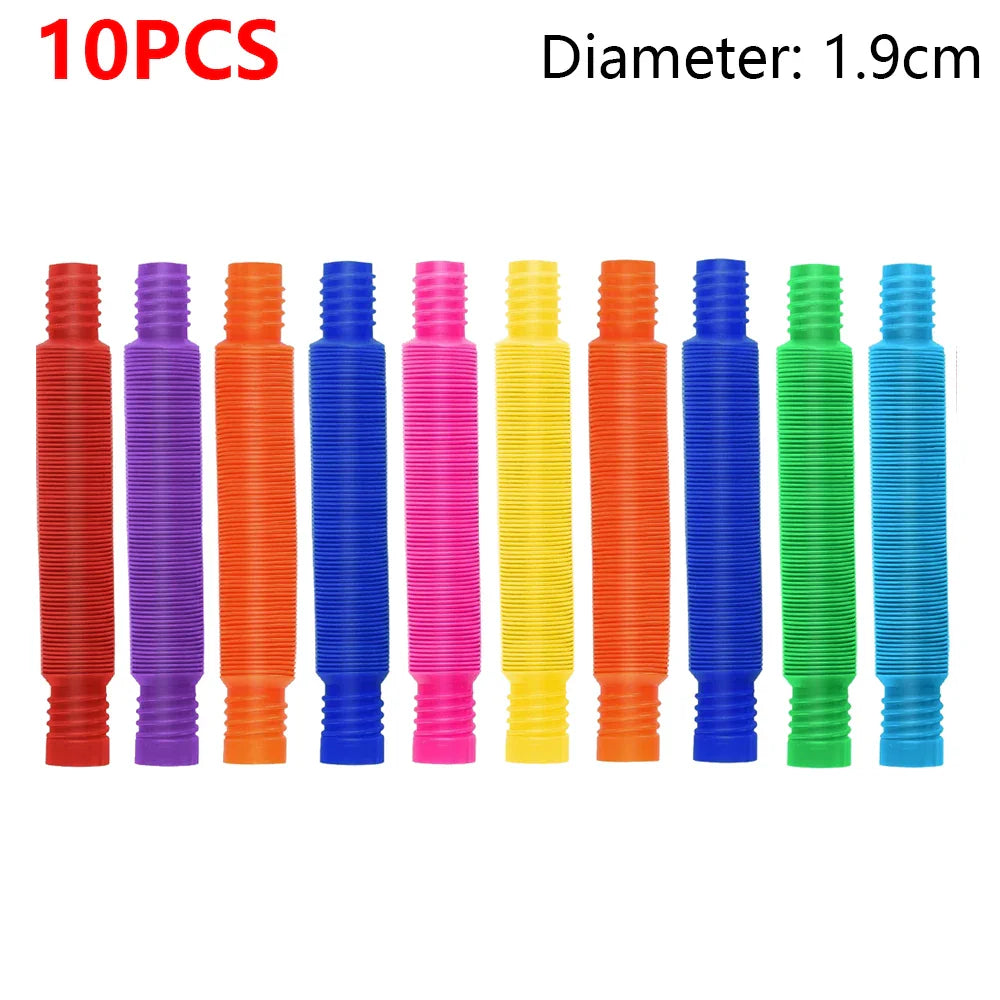 Avelena | 10-30Pcs Bunte Teleskopische Pop-Rohre - Sensorische Fidget-Spielzeuge für Kinder und Erwachsene