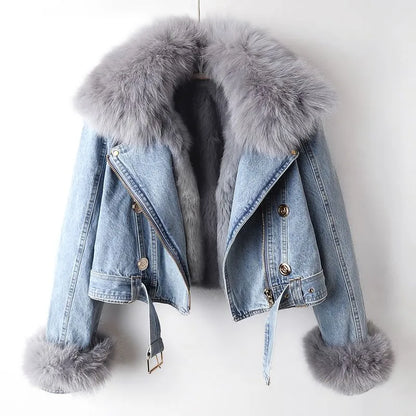 Avelena | Denim & Pelz Jacke