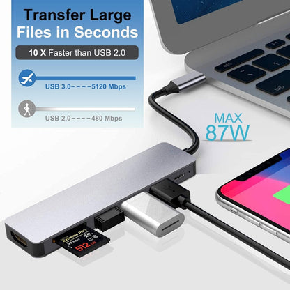 Avelena | Thunderbolt 3 USB-C Hub mit HDMI, PD, SD/TF für MacBook Air M1 und iPad Pro
