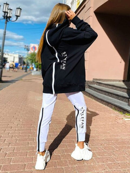 Avelena | Frauen Sweatshirts 2-teilige Sets Trainingsanzug Übergrößen Herbst Damen Korea Hose Pullover Hosenanzüge Damen