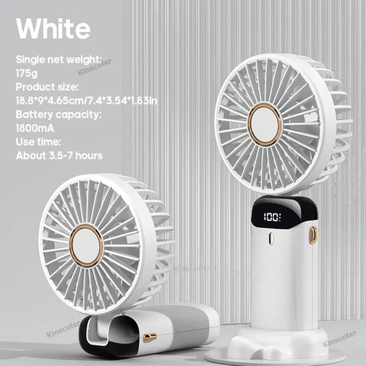 Avelena | Airlio BreezeFlex | Mini-Ventilator 3-in-1 | Powerbank & LED-Display | 5 Windstufen | Tragbar & Verstellbar