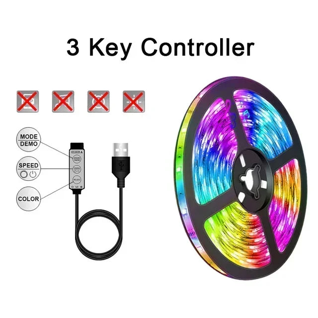 Avelena | RGB 5050 LED Strip Light mit Fernbedienung & App-Steuerung - USB-betrieben