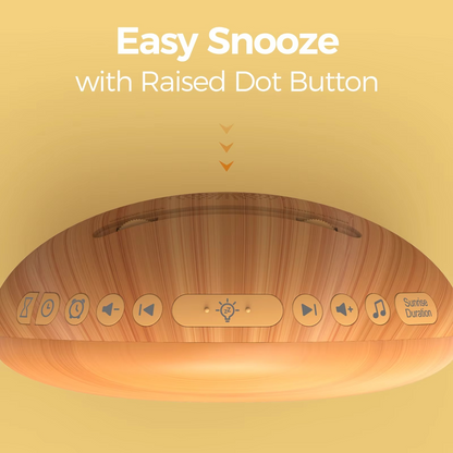 Avelena | Sunrise Wake-Up Light Alarm Clock mit 8 Farben, 26 Schlafgeräuschen & Holzmaserungsdesign