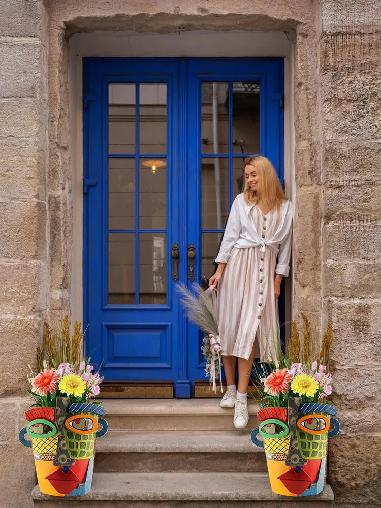 Avelena | Bunter Gesichts-Blumentopf – Kreative Deko für Zuhause und Garten