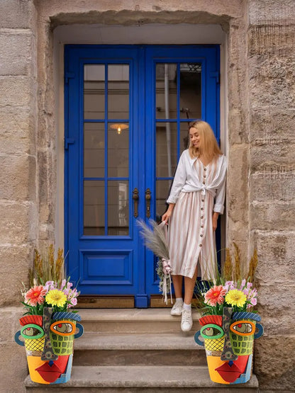 Avelena | Bunter Gesichts-Blumentopf – Kreative Deko für Zuhause und Garten