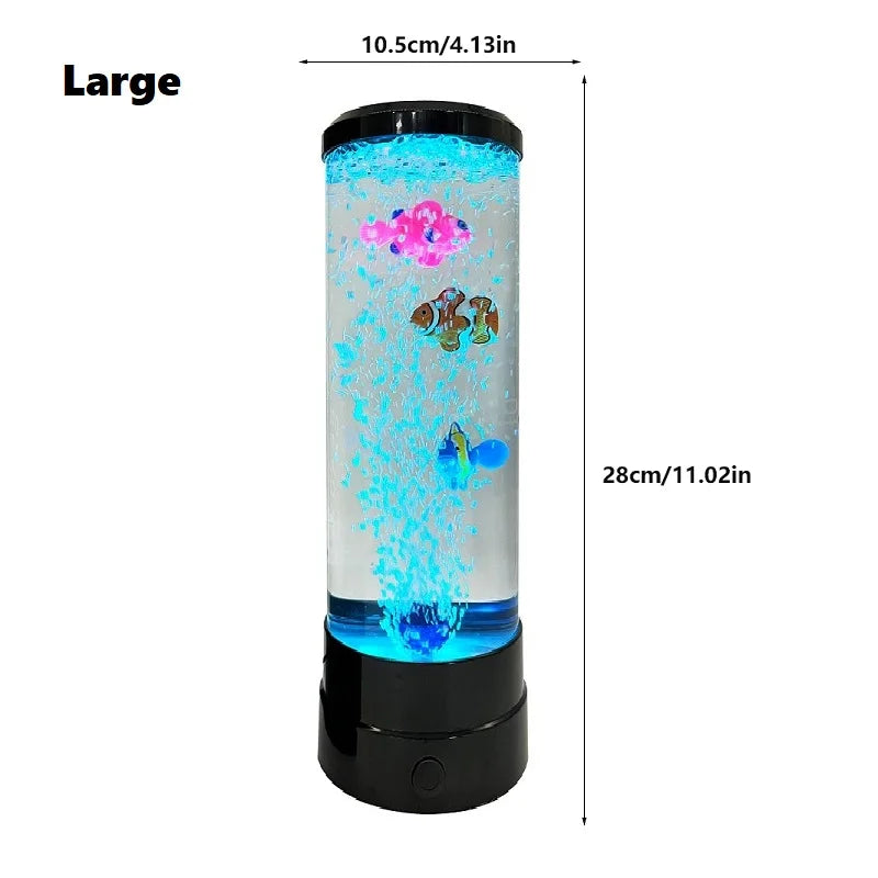 Avelena | Simulated Led Colorful Large Bubble Fish Light Aquarium Tank Usb Night Light for Home Desk Bedroom Living Room
