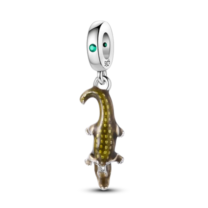 Avelena | 925 Silber Goldener Leopard Charms Perlen Bunte Chamäleon Nashorn Löwe Skarabäus Katze Anhänger Passend für Original Pandora Armband Schmuck