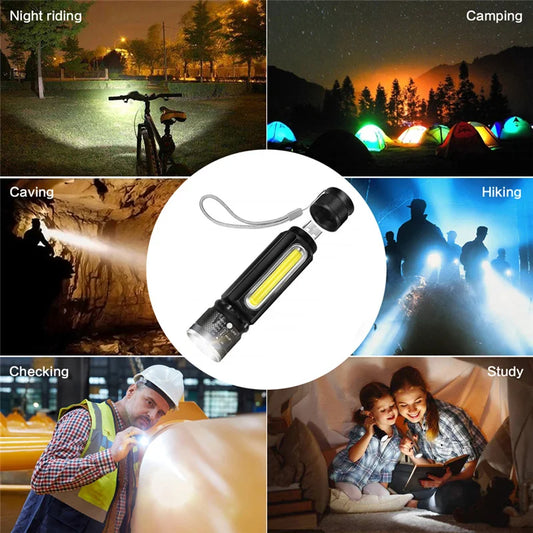 Avelena | USB Wiederaufladbare Magnetische Taschenlampe – LED Notfalllampe mit Magnet und Trageband