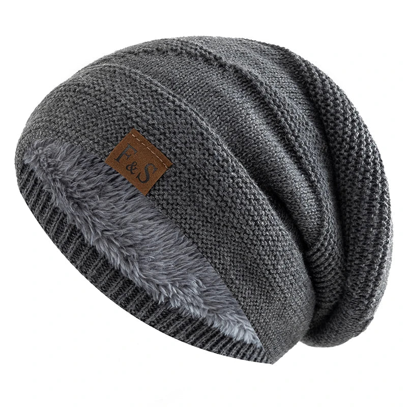 Avelena | Unisex Slouchy Winter Beanie - Pelzfutter